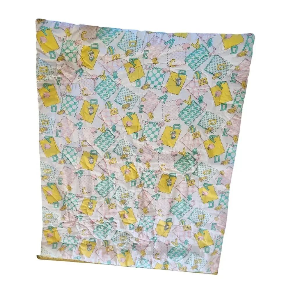 Vintage Quilted Crib Blanket ABC themed
